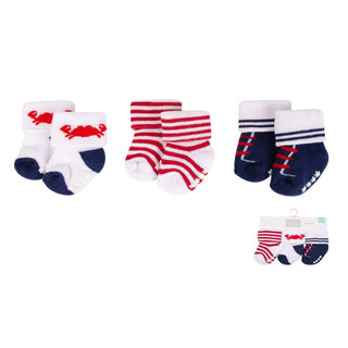 Buy nautical-blue Hudson Baby 3pcs Terry Socks With Non-Skid (0-6M)
