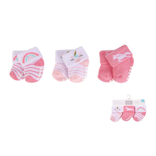 Buy pink Hudson Baby NB Terry Socks With Non-Skid (0-6 Months)