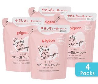 Buy 4-refill-packs [Made In Japan] Pigeon Baby Foam Shampoo Baby Flower Fragrance (350ml Bottle/ 300ml Refill Packs) (Promo)