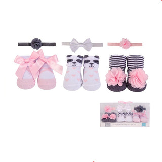 Buy panda0-9m Hudson Baby 6pcs Headband & Socks Gift Set