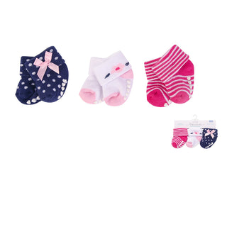 Buy polished-pink Hudson Baby 3pcs Non-skid Baby Terry Socks