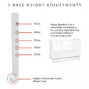 Happy Cot Happy Wonder+ 5-in-1 Convertible Baby Cot FREE Anti-Dust Mite Foam Mattress with Holes
