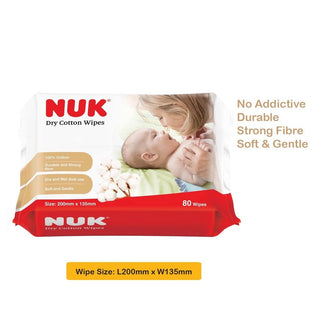 Buy 3-packs NUK Dry Cotton Baby Wipes (For dry and wet usage) (80s x 3packs) / (80s x 6packs) / (80s x 12packs)(Promo)