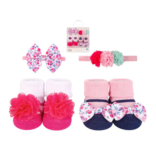 Buy bright-pink-floral Hudson Baby 2pcs Headband and 2pcs Socks Gift Set