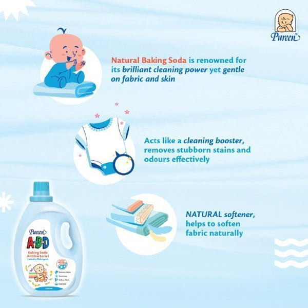 Pureen A-B-D Baking Soda Antibacterial Laundry Detergent Refill Pack 1500ml (Promo)