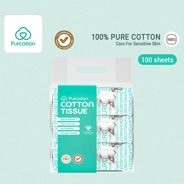 Purcotton 100% Cotton Tissue Face Wash Towels Baby Soft Towels Cleansing Towels (3in1 Packs)