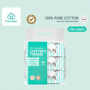 Purcotton 100% Cotton Tissue Face Wash Towels Baby Soft Towels Cleansing Towels (3in1 Packs - 80sheets)-1