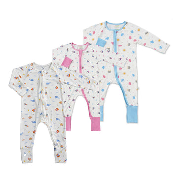 Simply Life Baby Long-sleeved Zipper Sleepsuit (Foldable Mittens & Footies)