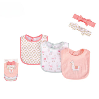 Buy dark-pink-liama Hudson Baby 5pcs Bib And Headband Set
