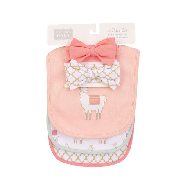 Hudson Baby 5pcs Bib And Headband Set