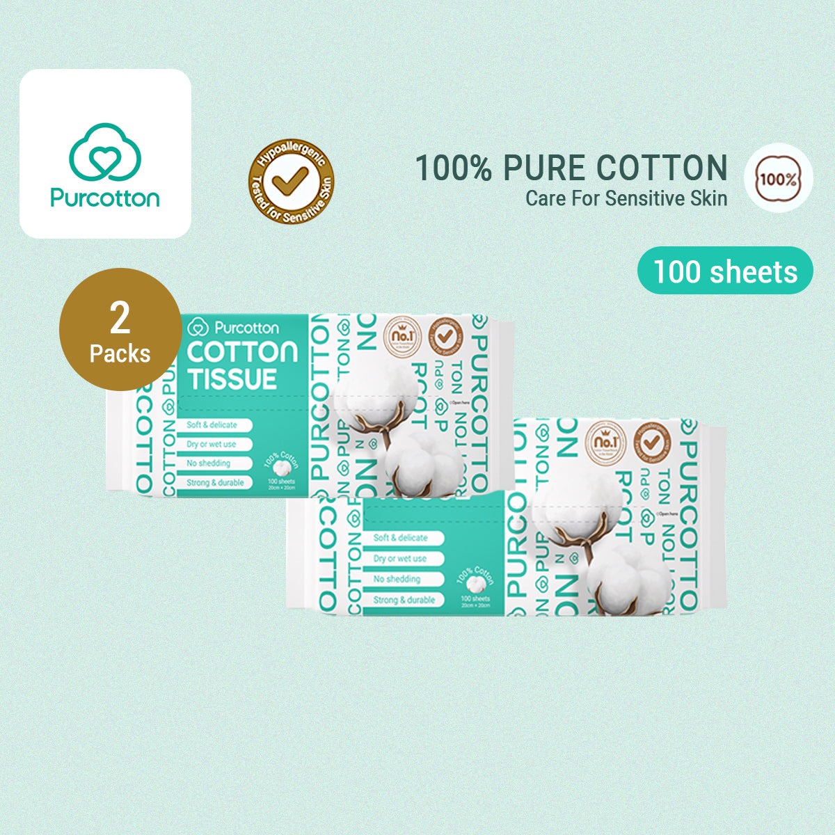 Purcotton 100% Cotton Tissue Face Wash Towels Baby Soft Towels Cleansing Towels