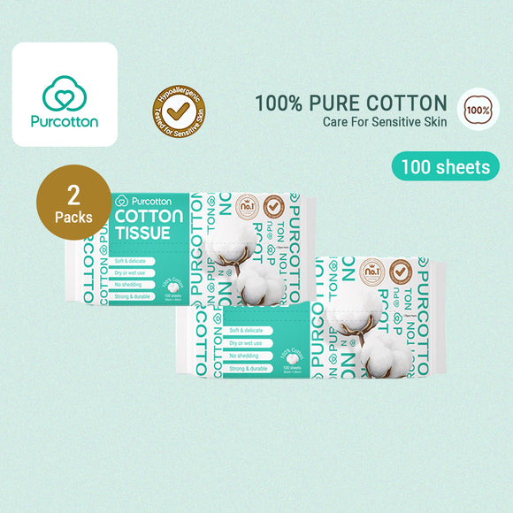 Purcotton 100% Cotton Tissue Face Wash Towels Baby Soft Towels Cleansing Towels