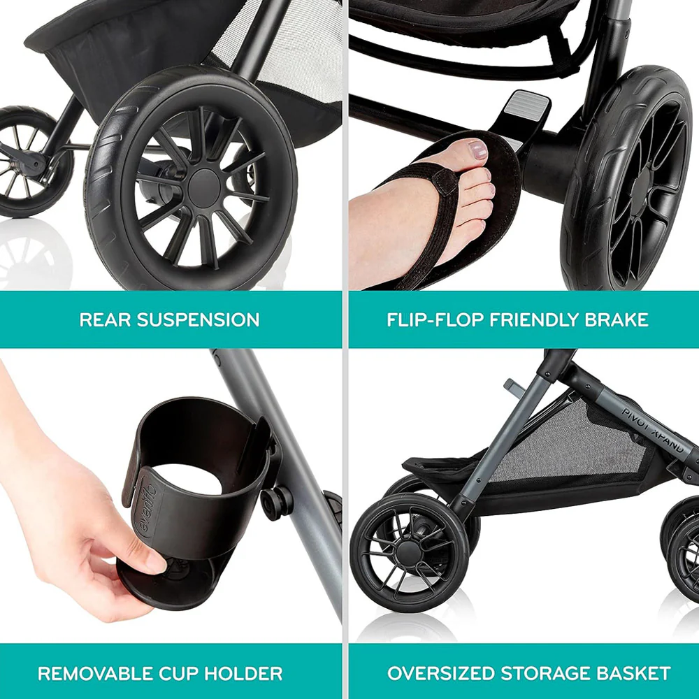 Evenflo Pivot Xpand Travel System W/Litemax Infant Car Seat - Ayrshire Black