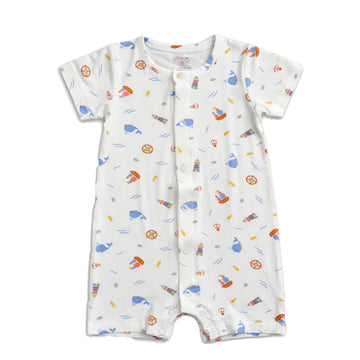 Simply Life Short-sleeved Shortall with Front Snap Buttons - 0