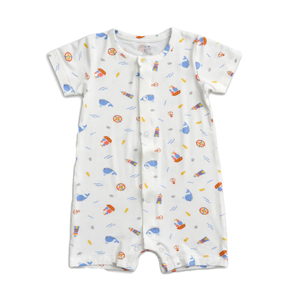 Simply Life Short-sleeved Shortall with Front Snap Buttons