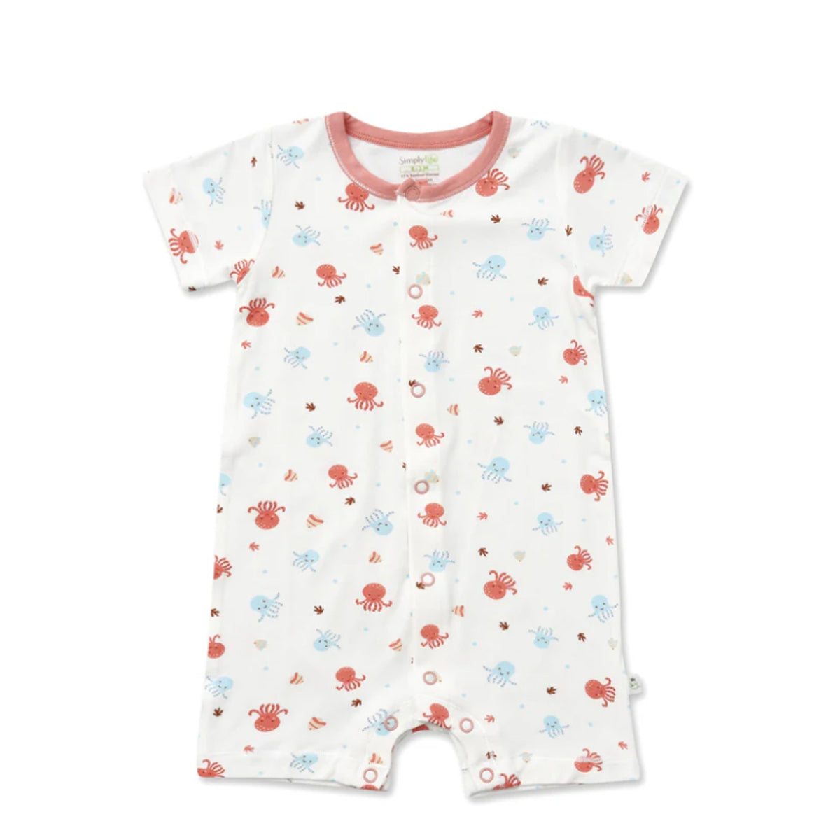 Simply Life Short-sleeved Shortall with Front Snap Buttons