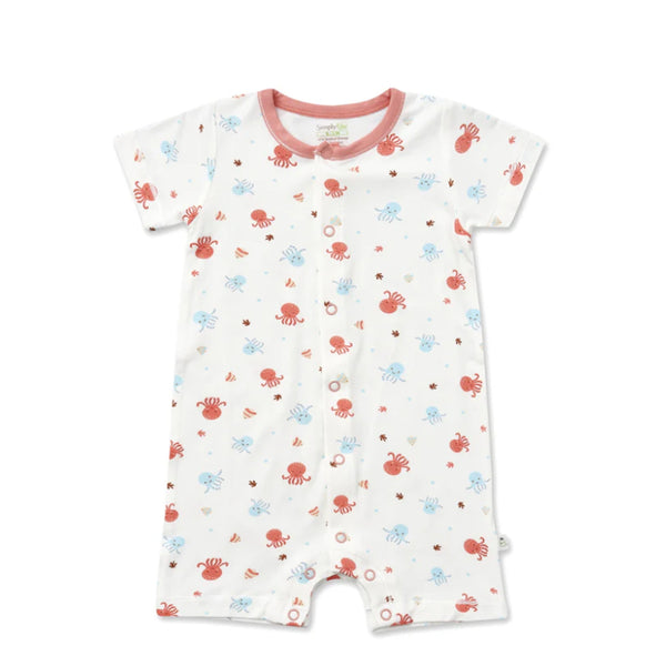 Simply Life Short-sleeved Shortall with Front Snap Buttons