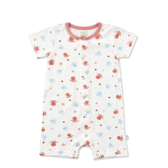 Simply Life Short-sleeved Shortall with Front Snap Buttons