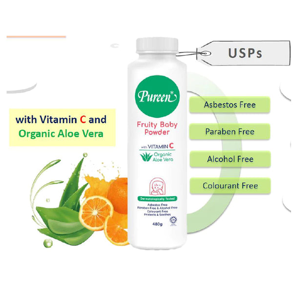 Fruity Baby Powder w/Vit C & Organic Aloe Vera (175g/480g) (Promo)
