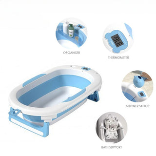 Lucky Baby Baly Collapsible Bath Tub W/Thermometer & Bath Support + Shower Skoop + Orangizer