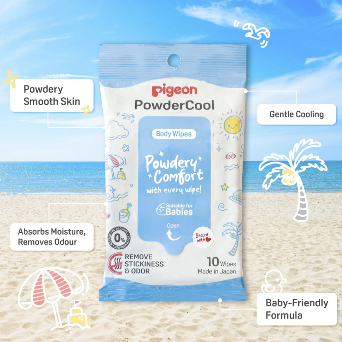 Pigeon PowderCool Body Wipes - 0