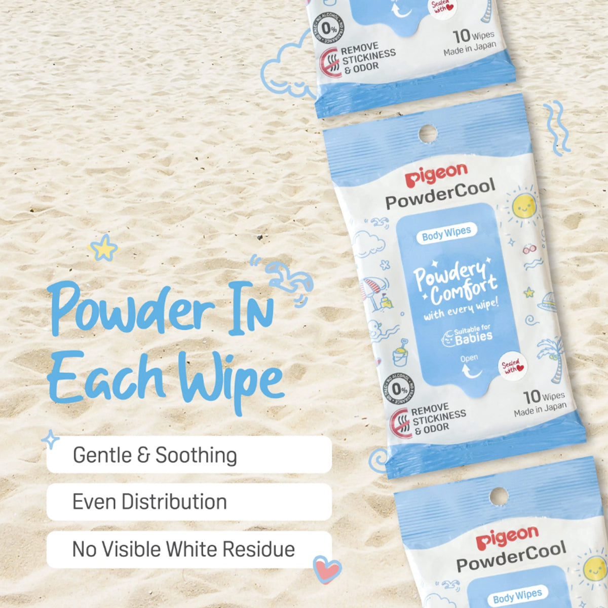 Pigeon PowderCool Body Wipes