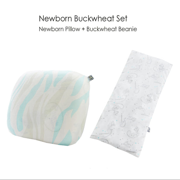 Little Zebra Newborn Pillow + Buckwheat Beanie Set