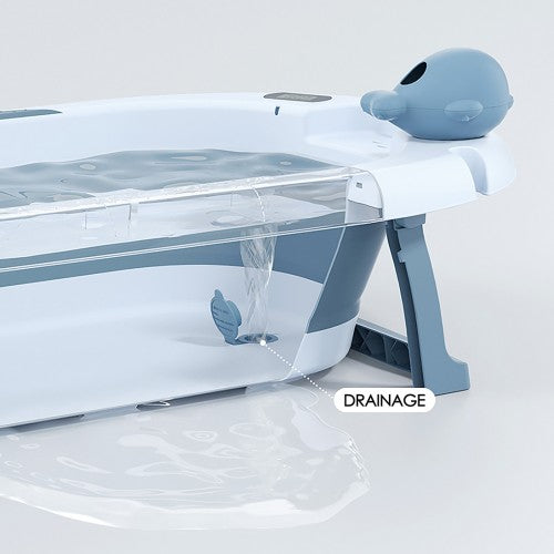 Lucky Baby Collapsible Bath Tub W/Thermometer & Mesh Support/Whale Toy