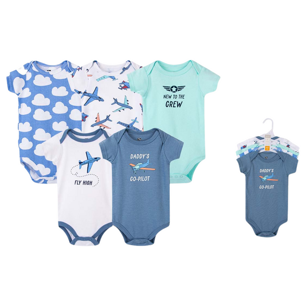 Hudson Baby 5pcs Bodysuit Short Sleeve Set (0-3m/3-6m/6-9m/9-12m)