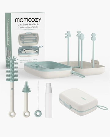 Momcozy 7in1 Baby Bottle Cleaning Brush Kit + Drying Pack Set - 0