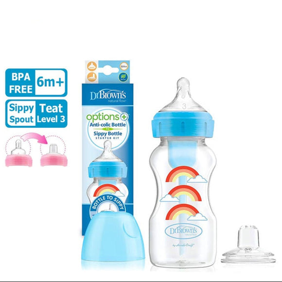 Dr Brown's PP Wide-Neck Options+ Transition Bottle W/ Sippy Spout 270ML