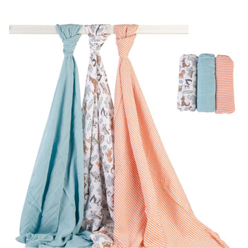 Hudson Baby 3pcs Bamboo Cotton Muslin Swaddle Blanket - 0
