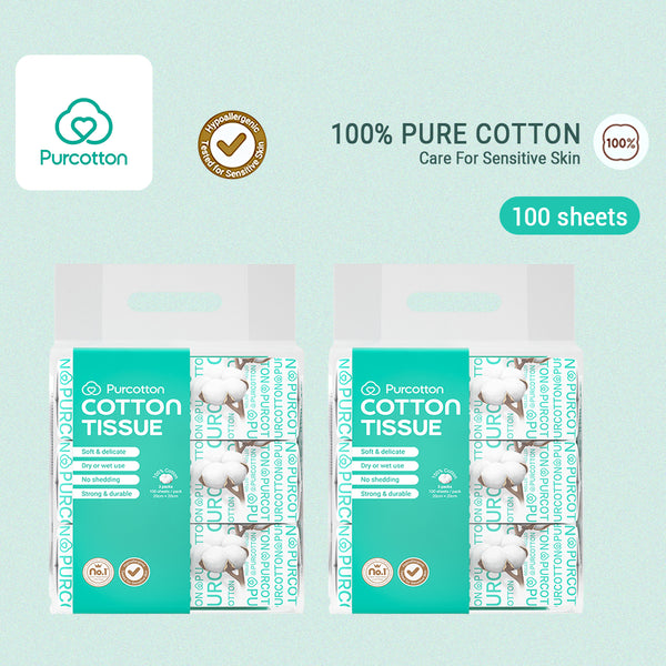 Purcotton 100% Cotton Tissue Face Wash Towels Baby Soft Towels Cleansing Towels (3in1 Packs)