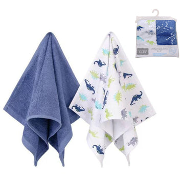 Hudson Baby 2Pcs Bamboo Washcloth (Woven Terry）