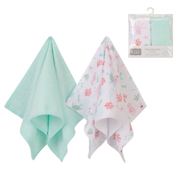 Hudson Baby 2Pcs Bamboo Washcloth (Woven Terry） - 0