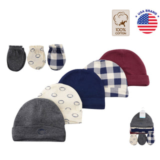 Buy dark-grey Hudson Baby 5pcs Cap & 3pcs Scratch Mitten Set (0-6m)