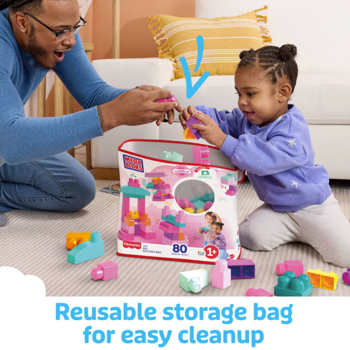 Fisher Price Mega Bloks - Big Building Bag 80pcs