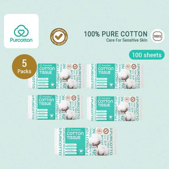 Purcotton 100% Cotton Tissue Face Wash Towels Baby Soft Towels Cleansing Towels