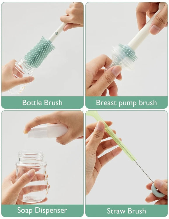 Momcozy 7in1 Baby Bottle Cleaning Brush Kit + Drying Pack Set