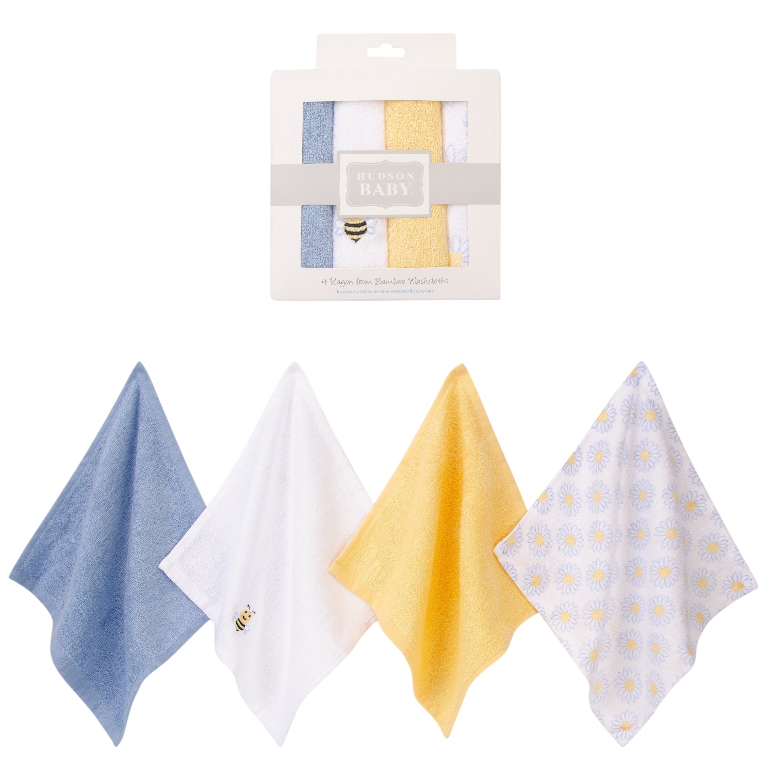 Hudson Baby 4pcs Bamboo Washcloths (Woven Terry)