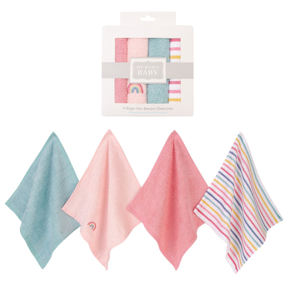 Hudson Baby 4pcs Bamboo Washcloths (Woven Terry)