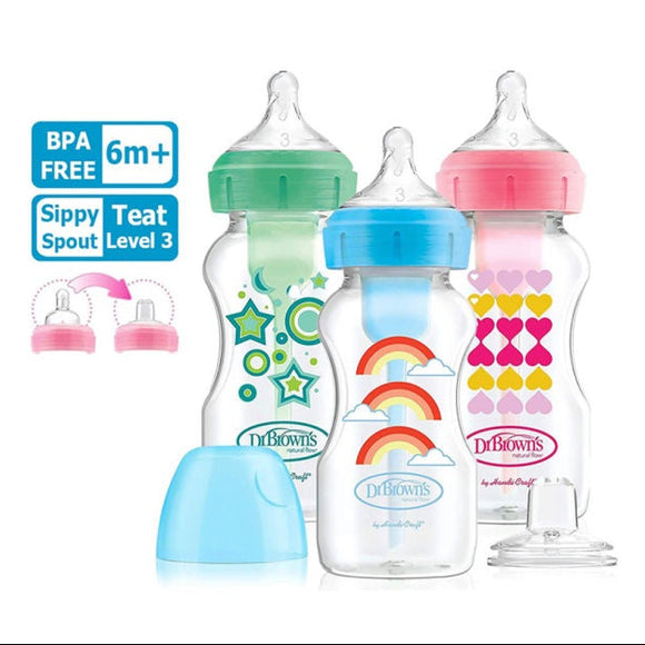 Dr Brown's PP Wide-Neck Options+ Transition Bottle W/ Sippy Spout 270ML