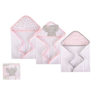 Buy pink-elephant Hudson Baby 3pcs Knit Terry Hooded Towel