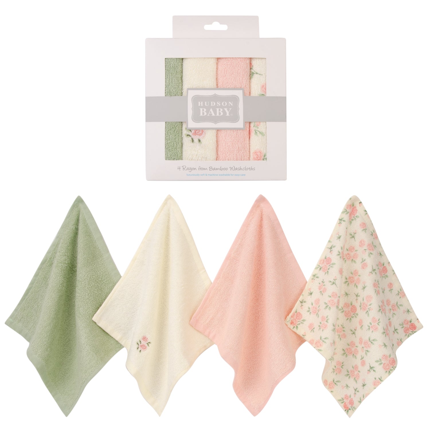 Hudson Baby 4pcs Bamboo Washcloths (Woven Terry)