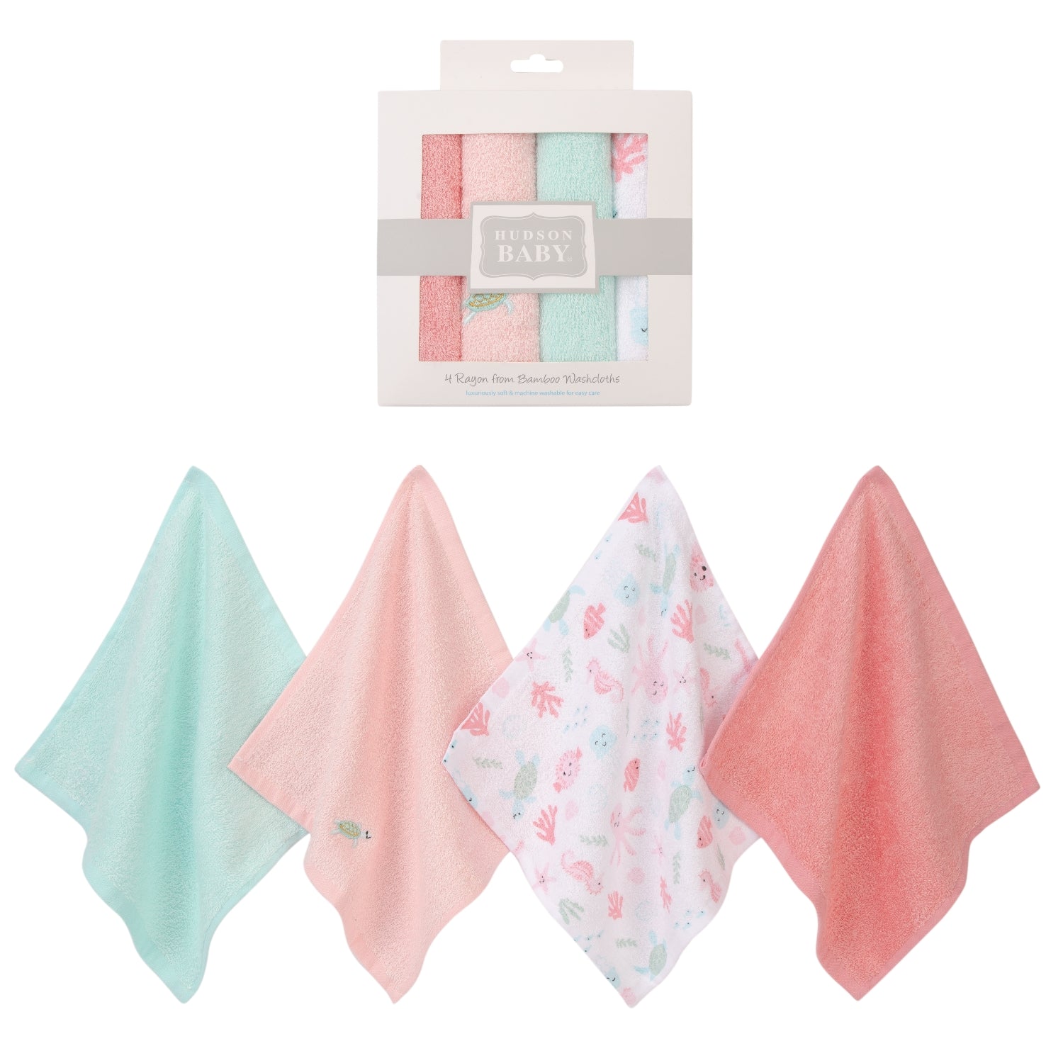 Hudson Baby 4pcs Bamboo Washcloths (Woven Terry)