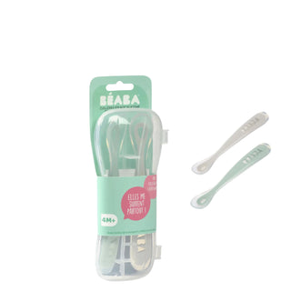 Beaba 1st Stage Silicone Spoon Travel Twin Set with Case