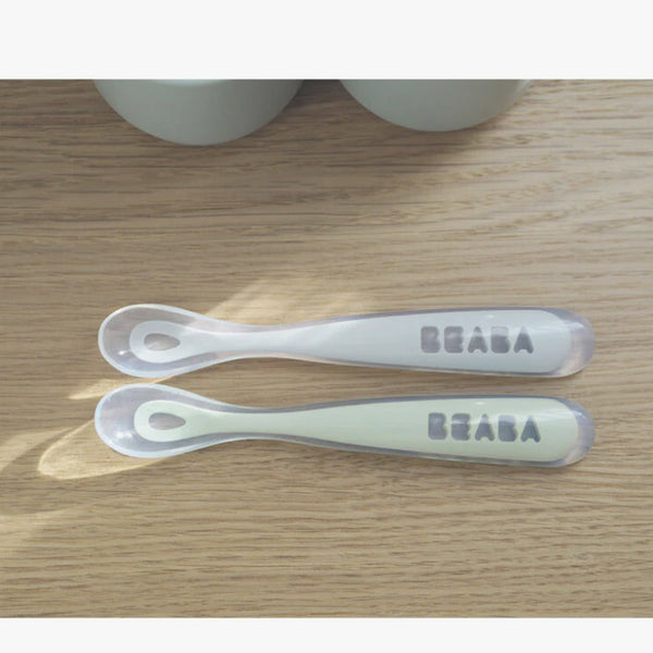 Beaba 1st Stage Silicone Spoon Travel Twin Set with Case