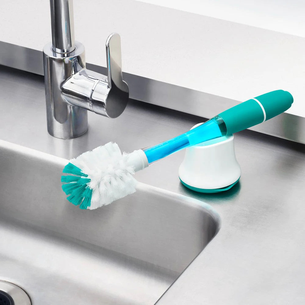 Oxo Tot Soap Dispensing Bottle Brush With Stand (Teal)
