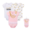 Hudson Baby 3pcs Bodysuit With Short Sleeve With TUTU (0-3M/3-6M/6-9M/9-12M)-4