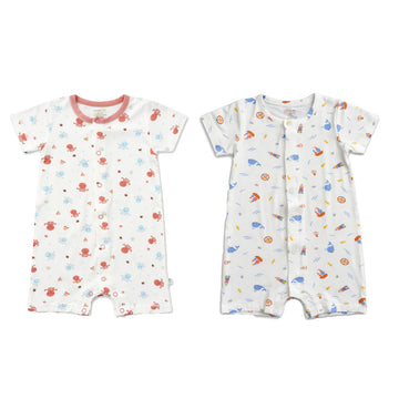 Simply Life Short-sleeved Shortall with Front Snap Buttons